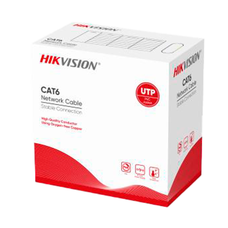 DS-1LN6-UU - Hikvision cavo UTP categoria 6 - Conduttore OFC, 99,5% rame - Diametro 23 AWG-0,56mm - Certificato Eca/UL CM - Dist