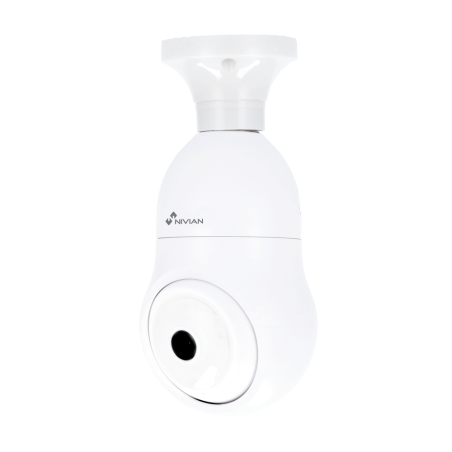 NVS-IPC-BULB1 - Telecamera Nivian Smart 2K - Wifi 2.4 GHz / Attacco E27 - Controllo PT Autotracking | IR 10 m - Luce LED bianca 