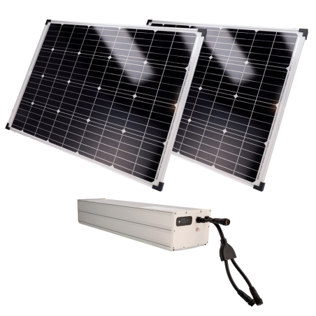 SF-SOLARKIT-BATT-1920WH-24V - Sistema di alimentazione stand-alone per TVCC - 2x Pannello solare di 150W - Batteria LiFePo4 1920