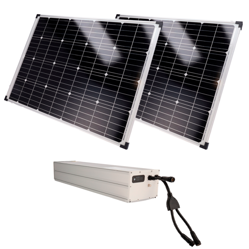 SF-SOLARKIT-BATT-2560WH-24V - Sistema di alimentazione stand-alone per TVCC - 2x Pannello solare di 200W - Batteria LiFePo4 2560 SF-SOLARKIT-BATT-2560WH-24V - Sistema di alimentazione stand-alone per TVCC - 2x Pannello solare di 200W - Batteria LiFePo4 2560