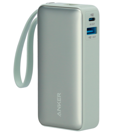 ANK-1259-G - Anker Power Bank con display LCD - Capacità 10000mAh - Ingresso 1x USB-C e cavo USB-C - Uscite USB-A, USB-C e cavo