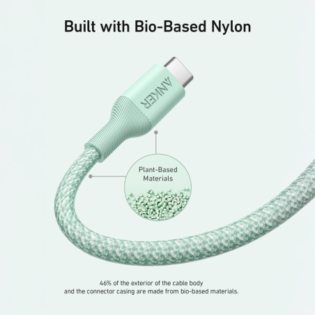 ANK-544-USBC-USBC-180-G - Anker - Cavo USB2.0 - Da USB-C a USB-C - Cavo intrecciato in bio-nylon - Lunghezza 1.8m - Colore verde