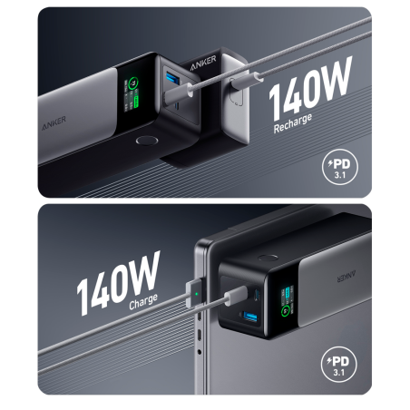ANK-737-POWERCORE-B - Anker Power bank con display digitale - Capacità 24000mAh - Ingresso USB-C - Uscite 2x USB-C, USB-A - Cari