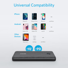 ANK-POWERCORE3-SENSE-B - Anker Power bank con LED di ricarica - Capacità 10000mAh - Ingressi USB-C - Uscite USB-C, 2x USB-A - Ca