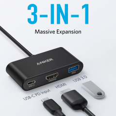 ANK-POWEREXPAND-3-IN-1-G - Anker - Hub USB-C 3 in 1 - Supporta la ricarica PD100W - Trasferimento dati da 5Gbps - Ammette risolu