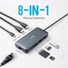 ANK-POWEREXPAND-8-IN-1-G - Anker - Hub USB-C 8 in 1 - Supporta la ricarica PD100W - Trasferimento dati da 5Gbps - Ammette risolu