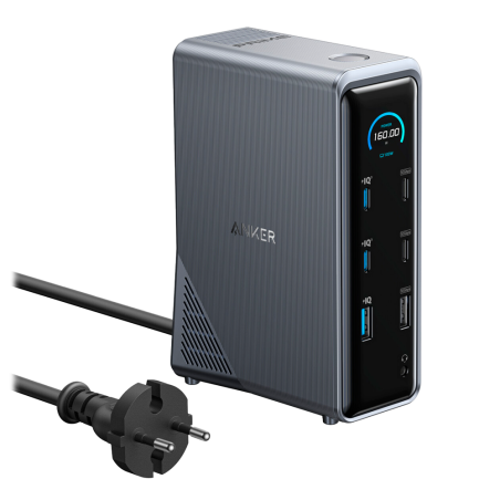 ANK-PRIME-14-IN-1-B - Power Station 14 in 1 Anker - 1x Ethernet 1Gbps - 7x USB-C, 3x USB-A - 2x HDMI, 1x Audio - Doppio display 