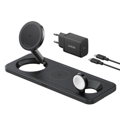 ANK-PWCHARGER-3-IN-1-B - Caricabatterie wireless Anker 3 in 1 - Tecnologia MagGo - Ricarica veloce: iPhone, Airpods, Apple Watch