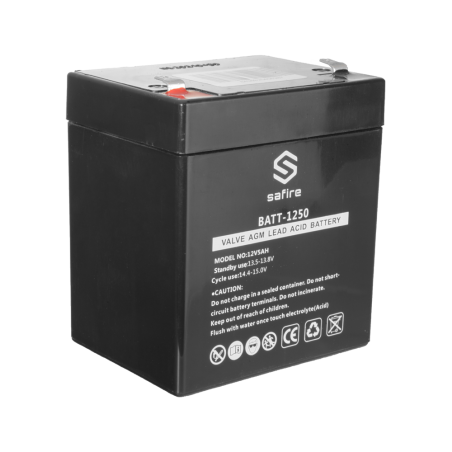 BATT-1250 - Batteria ricaricabile - Tecnologia piombo-acido AGM - Voltaggio 12 V - Capacità 5.0 Ah - 105 x 90 x 70 mm / 1630 g -