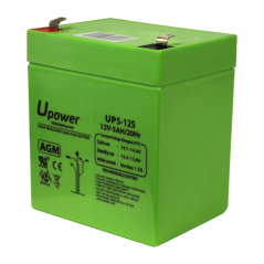 BATT-1250-U - Upower - Batteria ricaricabile - Tecnologia piombo-acido AGM - Voltaggio 12 V - Capacità 5.0 Ah - 107 x 90 x 70 mm