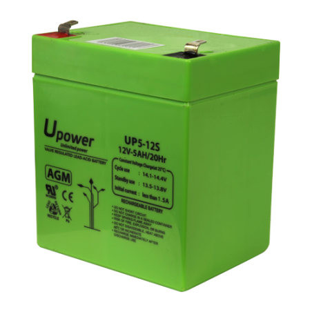 BATT-1250-U - Upower - Batteria ricaricabile - Tecnologia piombo-acido AGM - Voltaggio 12 V - Capacità 5.0 Ah - 107 x 90 x 70 mm