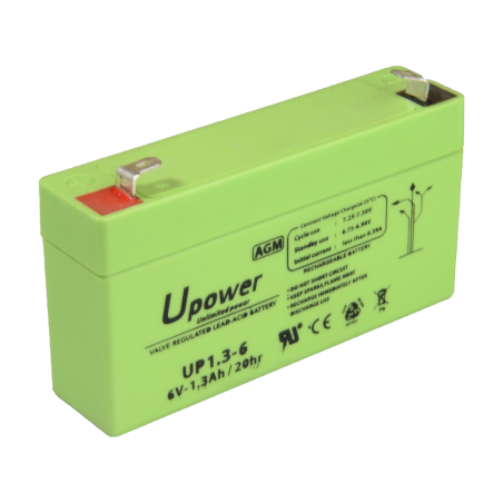 BATT-6013-U - Upower - Batteria ricaricabile - Tecnologia piombo-acido AGM - Voltaggio 6 V - Capacità 1.3 Ah - 97 x 57.5x x 24/ 