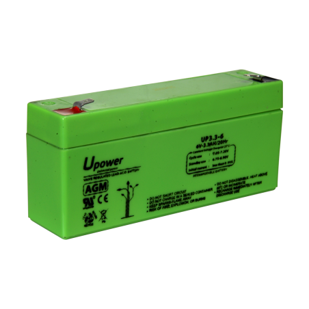 BATT-6033-U - Upower - Batteria ricaricabile - Tecnologia piombo-acido AGM - Voltaggio 6 V - Capacità 3.2 Ah - 66 x 134x x 34/ 6