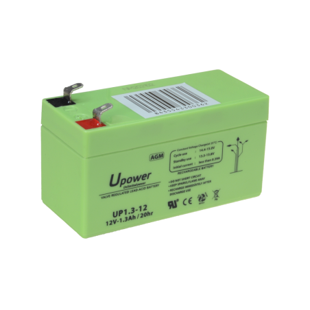 BATT1213-U - Upower - Batteria ricaricabile - Tecnologia piombo-acido AGM - Voltaggio 12 V - Capacità 1.3 Ah - 58 x 97 x 43 mm /