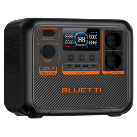 BL-AC70P - Batteria portatile Bluetti - Gran capacità 864Wh - Potenza in uscita 1000W max - Ingressi e uscite multiple - 3000 Ci