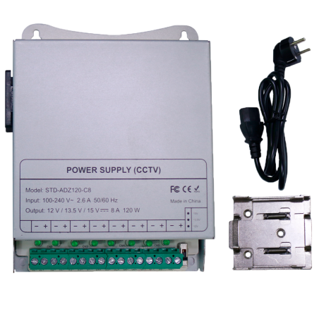 DC12V10A-8-DIN - Alimentatore a commutazione - uscita DC 12 V 10 A / 120 W - 8 uscite - Voltaggio in entrata 100 V ~ 240 V - 33 