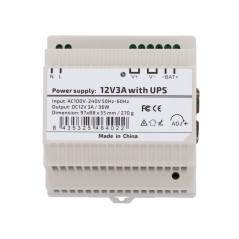 DC12V3A-DIN-UPS-P - Alimentatore con funzione UPS - uscita DC 12 V 3 A / 36 W - Tensione in ingresso AC 100V ~ 240V 50Hz-60Hz - 