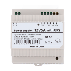 DC12V5A-DIN-UPS-P - Alimentatore con funzione UPS - uscita DC 12 V 5 A / 60 W - Tensione in ingresso AC 100V ~ 240V 50Hz-60Hz - 
