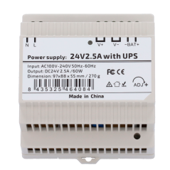DC24V2A5-DIN-UPS-P - Alimentatore - uscita DC 24 V 2.5 A / 60 W - Tensione in ingresso AC 100V ~ 240V 50Hz-60Hz - 97 (P) x 55 (I