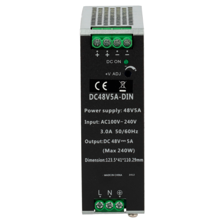 DC48V5A-DIN - Alimentatore a commutazione - uscita DC 48 V 5 A / 240 W - 2 uscite - Voltaggio in entrata 100 V ~ 240 V - 123.5 (