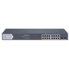 DS-3E1518P-SI - Switch PoE Hikvision - 16 porte RJ45 GE + 2 porte Gigabit SFP - 16 Porte PoE+ 802.3af/at - Fino a 225w Potenza P