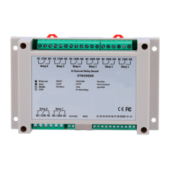 DT-R008 - Modulo di acquisizione e controllo dati - 8 ingressi digitali | 8 uscite relè (NO/NC) - Protocolli: Modbus/TCP, TCP/IP