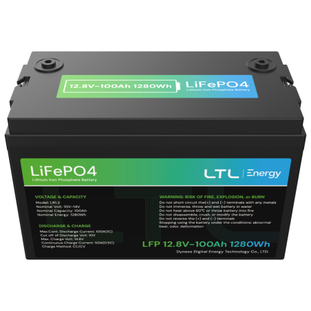 DY-AR-1200 - Batteria stazionaria - Capacità 1280Wh - LiFePO4 12V / 100Ah - 3000 cicli di vita - Fino a 16 unità in parallelo - 