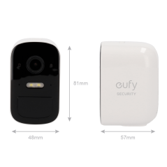 EUFY-CAM2C-S210-ADDON - Telecamera da collegare a HomeBase2 Eufy by Anker - 1080p / 6700 mAh / Sensore PIR + Persone - Comunicaz