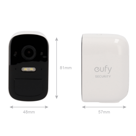 EUFY-CAM2C-S210-ADDON - Telecamera da collegare a HomeBase2 Eufy by Anker - 1080p / 6700 mAh / Sensore PIR + Persone - Comunicaz