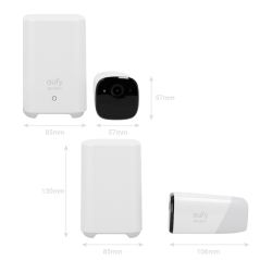 EUFY-CAM2PRO-S221 - Kit 2 Telecamere + 1 HomeBase Eufy by Anker - 2K / 13400 mAh / Sensore PIR + Persone - HomeBase WiFi / LAN /