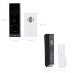EUFY-DOORBELL-E340-KIT - Kit Campanello Wifi con telecamera a doppia ottica Eufy by Anker - Risoluzione 2K - Rilevamento dei pac