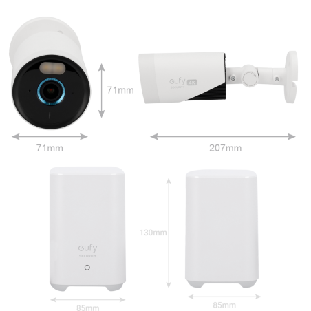 EUFY-EUFYCAM-E330-KIT2 - Kit 2 Telecamere + 1 HomeBase 3 Eufy by Anker - 4K /Rilevamento di persone, animali domestici e veicoli