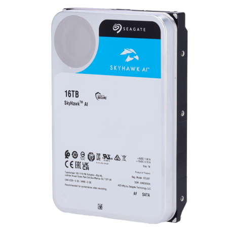 HD16TB-S-AI - Hard Disk Seagate Skyhawk AI - Capacità 16 TB - Interfaccia SATA 6 GB/s - Fino a 32 trasmissioni di intelligenza a