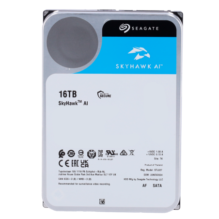 HD16TB-S-AI - Hard Disk Seagate Skyhawk AI - Capacità 16 TB - Interfaccia SATA 6 GB/s - Fino a 32 trasmissioni di intelligenza a