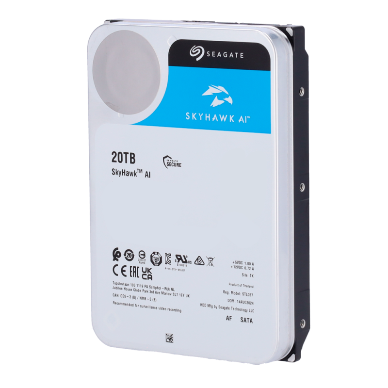 HD20TB-S-AI - Hard Disk Seagate Skyhawk AI - Capacità 20 TB - Interfaccia SATA 6 GB/s - Fino a 32 trasmissioni di intelligenza a HD20TB-S-AI - Hard Disk Seagate Skyhawk AI - Capacità 20 TB - Interfaccia SATA 6 GB/s - Fino a 32 trasmissioni di intelligenza a