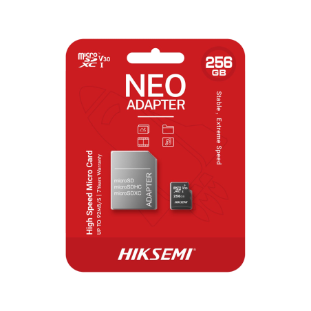 HS-TF-C1STD-256G - Scheda di memoria con adattatore Hikvision - Capacità 256 GB - Classe 10 | Velocità di scrittura 20MB/s - Fin