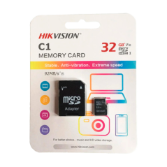 HS-TF-C1STD-32G-A - Scheda di memoria con adattatore Hikvision - Capacità 32 GB - Classe 10 | Velocità di scrittura 20 MB/s - Fi