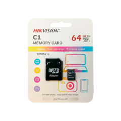 HS-TF-C1STD-64G-A - Scheda di memoria con adattatore Hikvision - Capacità 64 GB - Classe 10 | Velocità di scrittura 20 MB/s - Fi