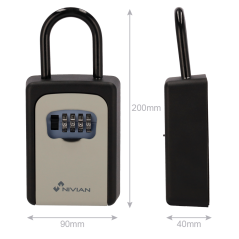 NV-KEYS-SAFEBOX-V2 - Box di sicurezza con gancio per chiavi - Apertura con codice da 4 cifre - Installazione a parete o con ganc