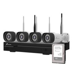 NV-KIT1030W6-4CAM-1TB - Kit TVCC WiFi Nivian - NVR 10 canali - 4 telecamere 3 Mp preregistrate - Adatte per uso esterno IP66 - I