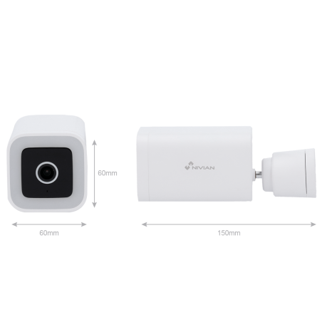 NVS-IPC-03-L - Telecamera Nivian Smart 2.5K 4MP - Wifi 2.4 GHz | Da esterno IP65 - IR 10 m | Full Color | Luce bianca - Rilevame
