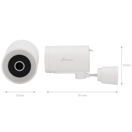 NVS-IPC-0H3-L - Telecamera Nivian Smart 2.5K 4MP - Wifi 2.4 GHz | Da esterno IP65 - Mov. orizzontale | IR 10 m | Full Color - Ri