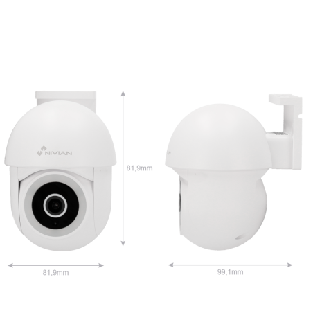 NVS-IPC-0S4-L-MINI - Telecamera Nivian Smart 2K - Wifi 2.4 GHz | Da esterno IP65 - IR fino a 10 m | Faretto LED bianco - Control