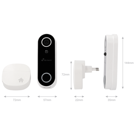 NVS-IPC-DB1 - Nivian Smart Doorbell 2MP - Wifi 2.4 GHz | Campanello | Per esterni IP65 - Ampio angolo di visione | IR 5 m - Batt