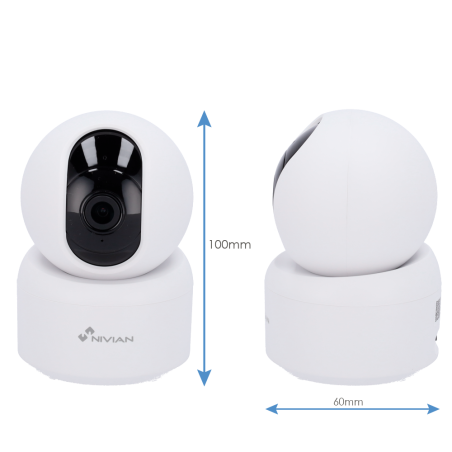 NVS-IPC-IS4 - Telecamera Nivian Smart 2K - Wifi 2.4 GHz - Controllo PT Autotracking | IR 10 m - Rilevamento di persone - Registr