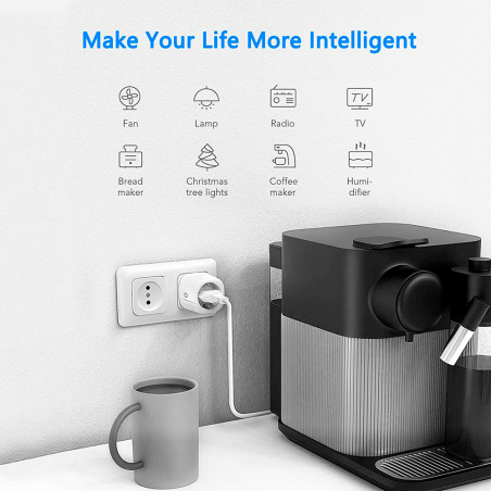 NVS-SOCKETF-W2 - Presa intelligente - WiFi 2.4 GHz - Carico massimo 16A - Statistiche di consumo - Timer e calendario - Compatib