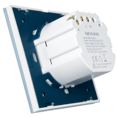 NVS-WALLSOCKETF-W - Presa da incasso intelligente - WiFi 2.4 GHz IEEE802.11 b/g/n - Carico massimo 10A - Protezione da sovratens