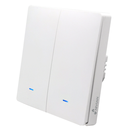 NVS-WALLSWITCH-201EASY-WR - Interruttore da parete smart a 2 Linee - WiFi 2.4 GHz IEEE802.11 b/g/n - Carico massimo 10A (ogni li