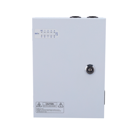 PD-120-9-FUSE - Scatola di distribuzione di alimentazione - 1 ingresso AC 180-246 V 50-60Hz - 9 uscite con doppino rame - Fusibi