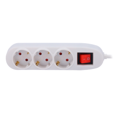 PDU-3P-SWITCH - Ciabatta di alimentazione - 3 uscite fino a 250VAC / 16 A max. - Interruttore on/off - Colore bianco